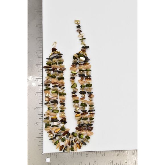 Japan Vintage Beaded Collar Necklace Multi-Strand Stone 1960s Signed BinBH - Picture 12 of 12